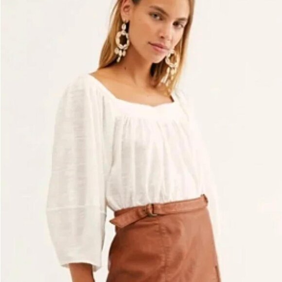 COPY - NWOT Free People Sweet Goodbye Square Neck White Top - Picture 1 of 5